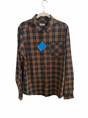Columbia Men's M Plaid Fri Ridge Button Shirt Orange Omni Wick Omni Shade 50UFP